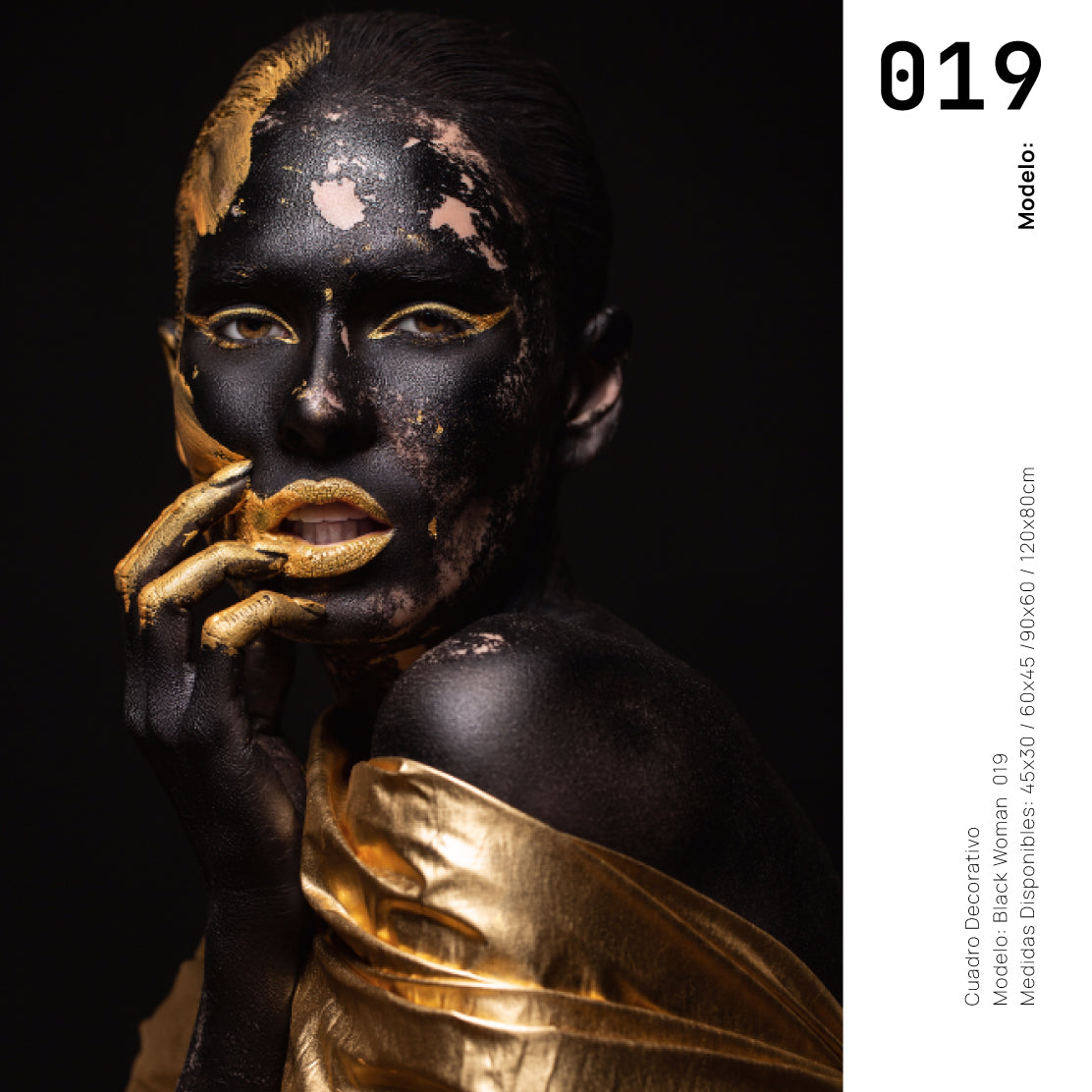 Cuadro Decorativo Black Woman 019 - Mujer Negra Africana con Dorado