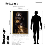 Cargar imagen en el visor de la galería, Cuadro Decorativo Black Woman 019 - Mujer Negra Africana con Dorado
