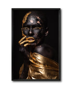 Cargar imagen en el visor de la galería, Cuadro Decorativo Black Woman 019 - Mujer Negra Africana con Dorado
