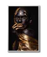 Cargar imagen en el visor de la galería, Cuadro Decorativo Black Woman 019 - Mujer Negra Africana con Dorado
