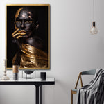 Cargar imagen en el visor de la galería, Cuadro Decorativo Black Woman 019 - Mujer Negra Africana con Dorado
