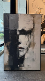 Cargar imagen en el visor de la galería, Cuadro Decorativo Abstracto Negro Arena 2-205 Rostro Estilo Nordico Cara Moderna en Tonos Neutros
