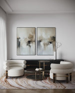 Cargar imagen en el visor de la galería, Set Cuadros Decorativos Abstracto Negro Arena 2 - 201 - Diptico Minimalista Estilo Nordico en Tonos Neutros

