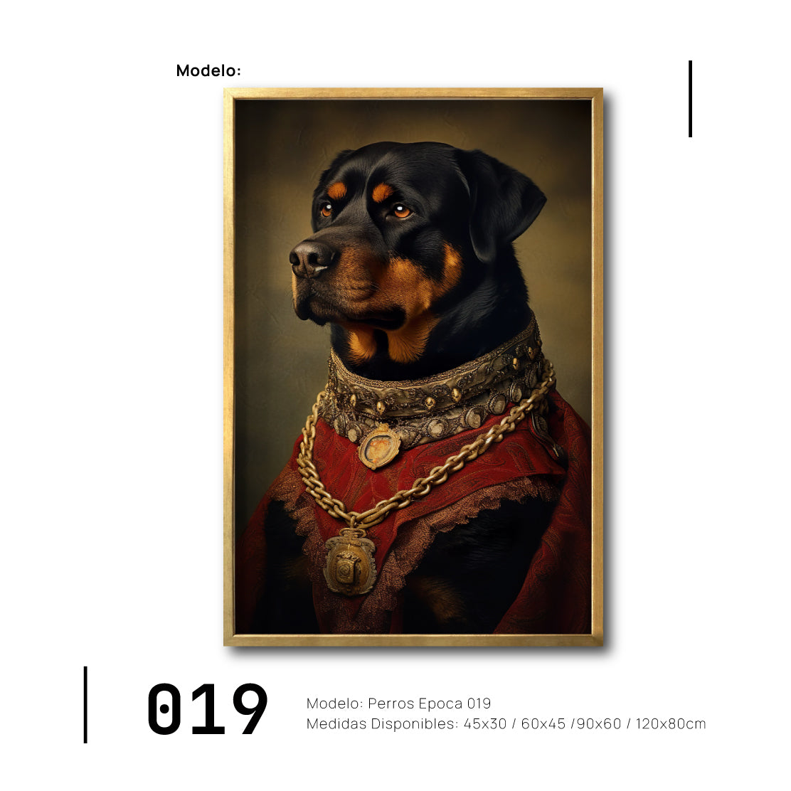 Cuadro Decorativo Perros Epoca 019 - Rottweiler Aristócrata