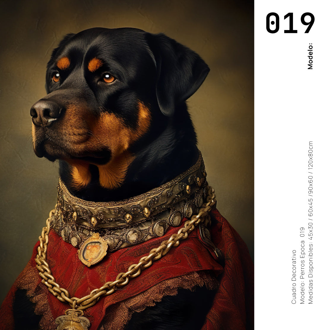 Cuadro Decorativo Perros Epoca 019 - Rottweiler Aristócrata