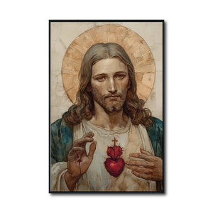Cuadro Decorativo - Religión 019 - Sagrado Corazón de Jesús Arte Bíblico Cristiano.