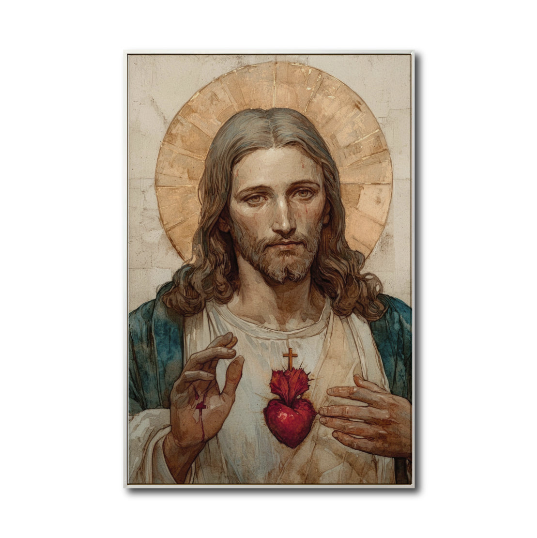 Cuadro Decorativo - Religión 019 - Sagrado Corazón de Jesús Arte Bíblico Cristiano.