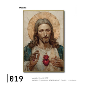 Cuadro Decorativo - Religión 019 - Sagrado Corazón de Jesús Arte Bíblico Cristiano.