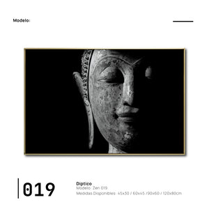 Cuadro Decorativo - Zen 019 - Cabeza de Buda en Blanco y Negro