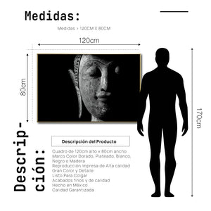 Cuadro Decorativo - Zen 019 - Cabeza de Buda en Blanco y Negro