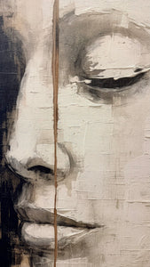 Cuadro Decorativo Abstracto Negro Arena 2-210 Rostro de Mujer Zen Arte Moderno y Elegante Cara estilo Boho