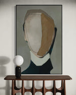 Cargar imagen en el visor de la galería, Cuadro Decorativo Abstracto Negro Arena 2-233 Rostro Modernos Cara Minimalista en Tonos Neutros
