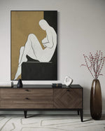 Cargar imagen en el visor de la galería, Cuadro Decorativo Abstracto Negro Arena 2-240 Silueta Femenina Arte Moderno y Minimalista Estilo Boho en Tonos Neutros
