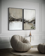 Cargar imagen en el visor de la galería, Set Cuadros Decorativos Abstracto Negro Arena 2 - 238 - Diptico Moderno y Elegante Arte Estilo Nordico Tonos Neutros

