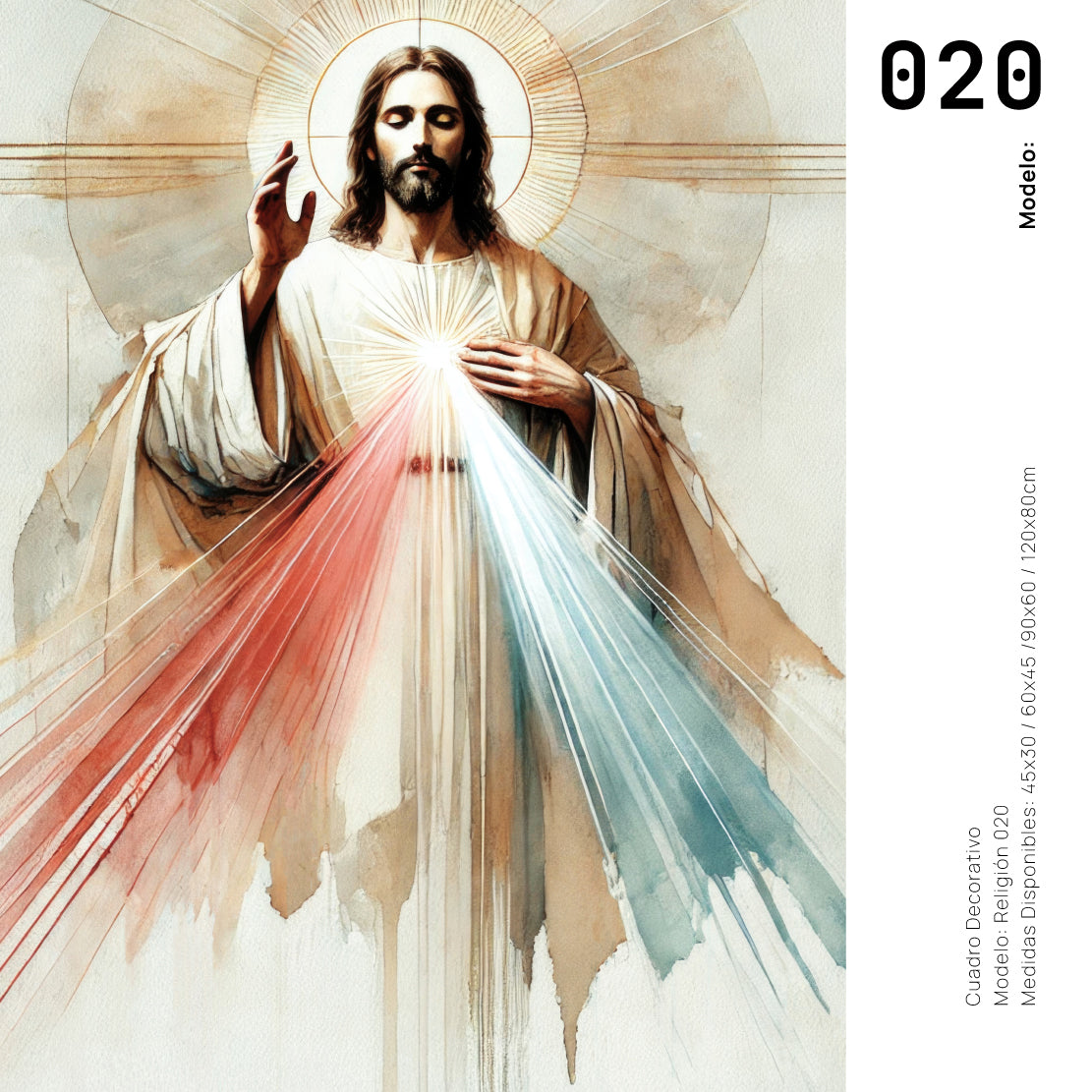 Cuadro Decorativo - Religión 020 - Jesus Señor de la Misericordia, Arte Bíblico Cristiano Abstracto