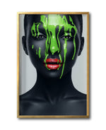 Cargar imagen en el visor de la galería, Cuadro Decorativo Black Woman 021 - Mujer Negra Africana con Pintura Verde en el Rostro
