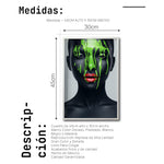 Cargar imagen en el visor de la galería, Cuadro Decorativo Black Woman 021 - Mujer Negra Africana con Pintura Verde en el Rostro
