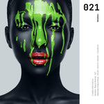 Cargar imagen en el visor de la galería, Cuadro Decorativo Black Woman 021 - Mujer Negra Africana con Pintura Verde en el Rostro
