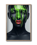Cargar imagen en el visor de la galería, Cuadro Decorativo Black Woman 021 - Mujer Negra Africana con Pintura Verde en el Rostro
