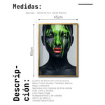 Cargar imagen en el visor de la galería, Cuadro Decorativo Black Woman 021 - Mujer Negra Africana con Pintura Verde en el Rostro
