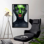 Cargar imagen en el visor de la galería, Cuadro Decorativo Black Woman 021 - Mujer Negra Africana con Pintura Verde en el Rostro
