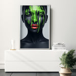 Cargar imagen en el visor de la galería, Cuadro Decorativo Black Woman 021 - Mujer Negra Africana con Pintura Verde en el Rostro
