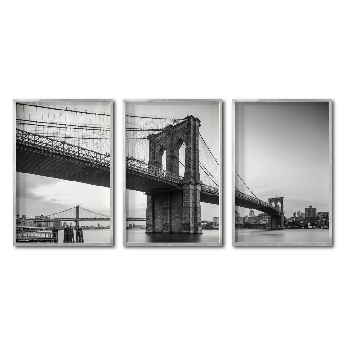 Set Cuadros Decorativos NY 021 - Triptico Puente de Brooklyn Nueva York