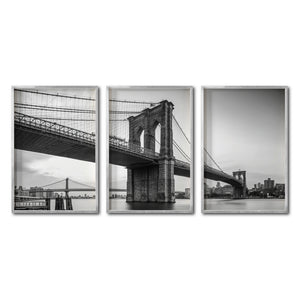 Set Cuadros Decorativos NY 021 - Triptico Puente de Brooklyn Nueva York