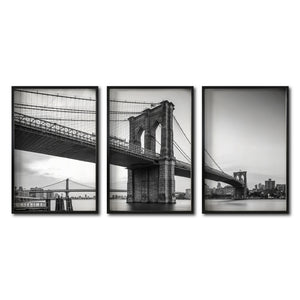 Set Cuadros Decorativos NY 021 - Triptico Puente de Brooklyn Nueva York