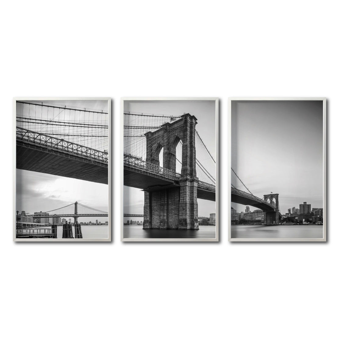 Set Cuadros Decorativos NY 021 - Triptico Puente de Brooklyn Nueva York