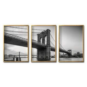 Set Cuadros Decorativos NY 021 - Triptico Puente de Brooklyn Nueva York