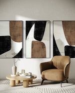 Cargar imagen en el visor de la galería, Set Cuadros Decorativos Abstracto Negro Arena 2-208 - Triptico Minimalista Estilo Nordico Arte Moderno y Elegante en Tonos Neutros
