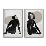 Cargar imagen en el visor de la galería, Set  2 Cuadros Decorativos Abstracto Negro Arena 021 - Arte Boho Siluetas Femeninas
