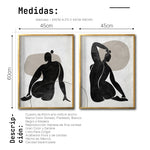 Cargar imagen en el visor de la galería, Set  2 Cuadros Decorativos Abstracto Negro Arena 021 - Arte Boho Siluetas Femeninas
