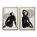 Cargar imagen en el visor de la galería, Set  2 Cuadros Decorativos Abstracto Negro Arena 021 - Arte Boho Siluetas Femeninas
