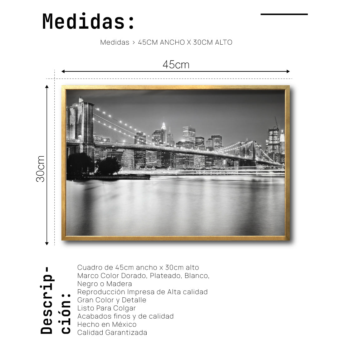 Cuadro Decorativo NY 022 - Puente de Brooklyn Nueva York