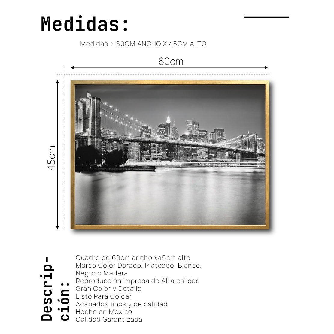 Cuadro Decorativo NY 022 - Puente de Brooklyn Nueva York