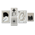 Cargar imagen en el visor de la galería, Set Cuadros Decorativos Abstracto Negro Arena 2 - 226A - 5piezas Arte Moderno Estilo Nordico Boho Tonos Neutros
