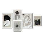 Cargar imagen en el visor de la galería, Set Cuadros Decorativos Abstracto Negro Arena 2 - 226A - 5piezas Arte Moderno Estilo Nordico Boho Tonos Neutros
