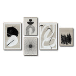 Cargar imagen en el visor de la galería, Set Cuadros Decorativos Abstracto Negro Arena 2 - 226A - 5piezas Arte Moderno Estilo Nordico Boho Tonos Neutros
