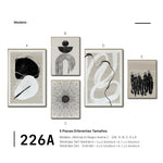 Cargar imagen en el visor de la galería, Set Cuadros Decorativos Abstracto Negro Arena 2 - 226A - 5piezas Arte Moderno Estilo Nordico Boho Tonos Neutros
