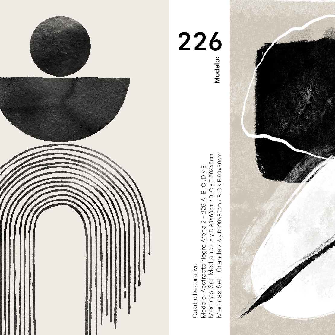 Set Cuadros Decorativos Abstracto Negro Arena 2 - 226A - 5piezas Arte Moderno Estilo Nordico Boho Tonos Neutros