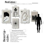 Cargar imagen en el visor de la galería, Set Cuadros Decorativos Abstracto Negro Arena 2 - 226A - 5piezas Arte Moderno Estilo Nordico Boho Tonos Neutros
