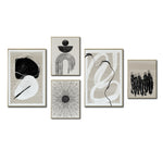Cargar imagen en el visor de la galería, Set Cuadros Decorativos Abstracto Negro Arena 2 - 226A - 5piezas Arte Moderno Estilo Nordico Boho Tonos Neutros
