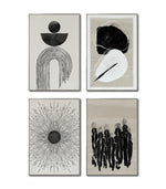 Cargar imagen en el visor de la galería, Set Cuadros Decorativos Abstracto Negro Arena 2 - 226C - 4piezas Arte Moderno y Elegante Estilo Nordico Boho en Tonos Neutros
