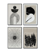 Cargar imagen en el visor de la galería, Set Cuadros Decorativos Abstracto Negro Arena 2 - 226C - 4piezas Arte Moderno y Elegante Estilo Nordico Boho en Tonos Neutros
