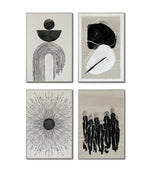 Cargar imagen en el visor de la galería, Set Cuadros Decorativos Abstracto Negro Arena 2 - 226C - 4piezas Arte Moderno y Elegante Estilo Nordico Boho en Tonos Neutros
