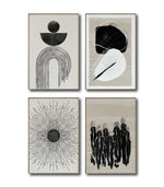 Cargar imagen en el visor de la galería, Set Cuadros Decorativos Abstracto Negro Arena 2 - 226C - 4piezas Arte Moderno y Elegante Estilo Nordico Boho en Tonos Neutros
