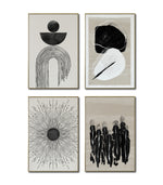 Cargar imagen en el visor de la galería, Set Cuadros Decorativos Abstracto Negro Arena 2 - 226C - 4piezas Arte Moderno y Elegante Estilo Nordico Boho en Tonos Neutros
