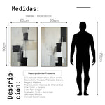 Cargar imagen en el visor de la galería, Set Cuadros Decorativos Abstracto Negro Arena 2 - 227 - Diptico Moderno y Minimalista Arte Estilo Nordico en Negro, Beige y Gris Tonos Neutros
